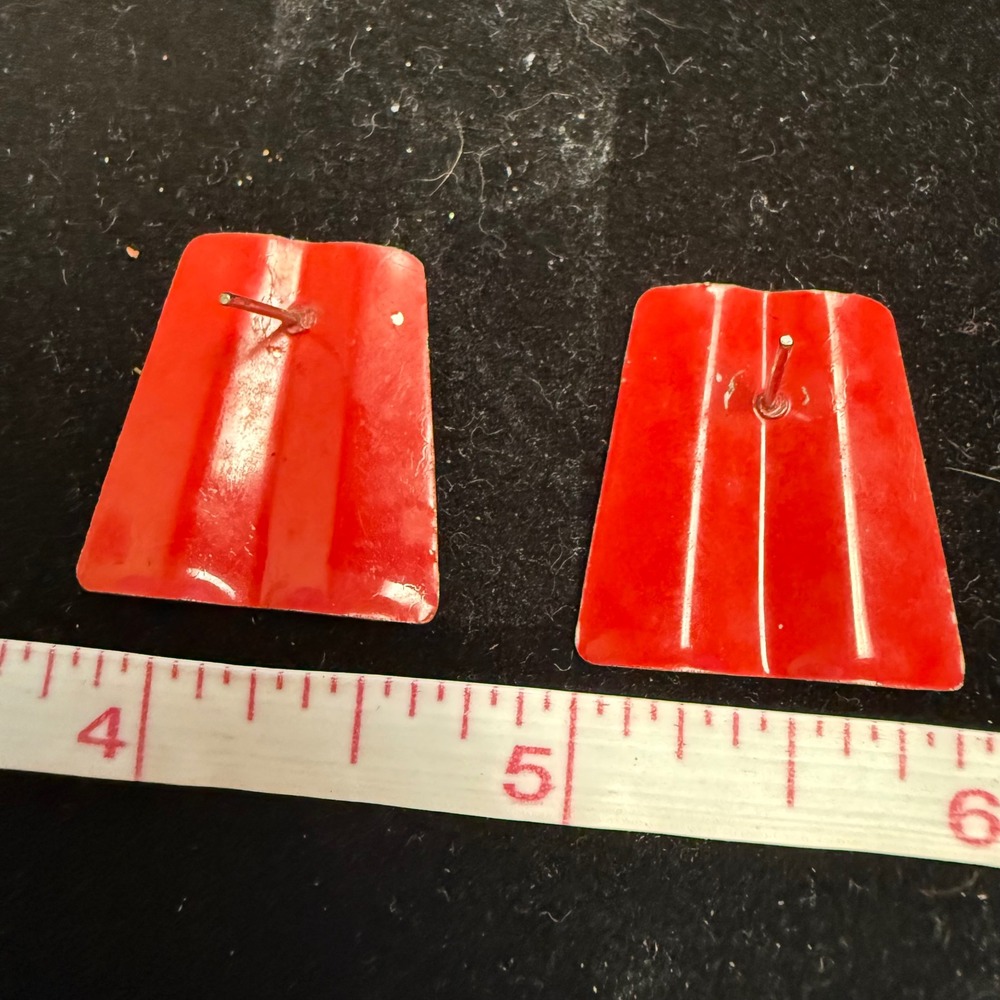 Vintage Red‎ Enamel Geometric Trapezoid Stud Earrings Bold Minimalist Post - Picture 2 of 2